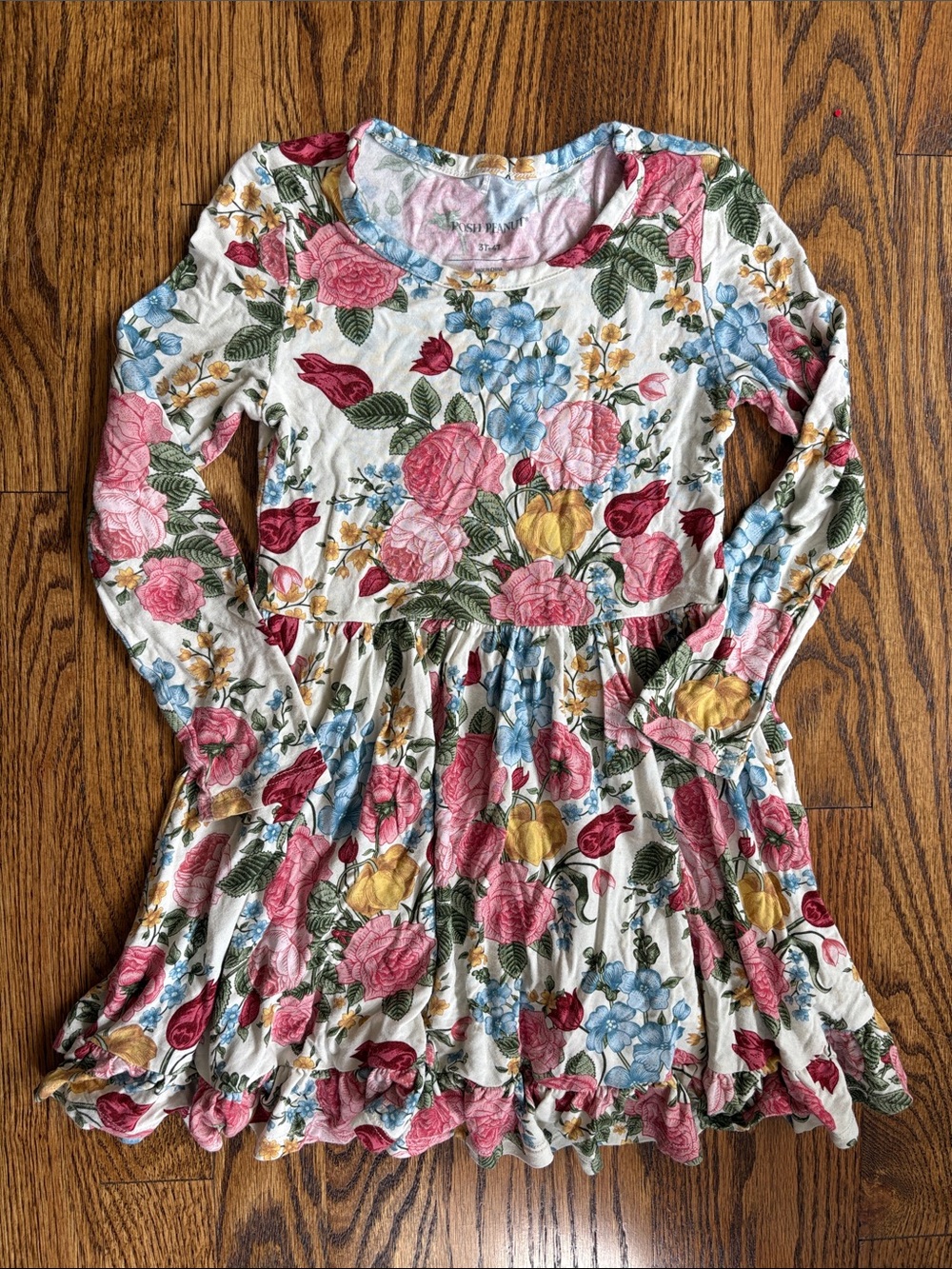 Posh Peanut floral bamboo ruffled twirl dress, size 3T/4T. Excellent condition